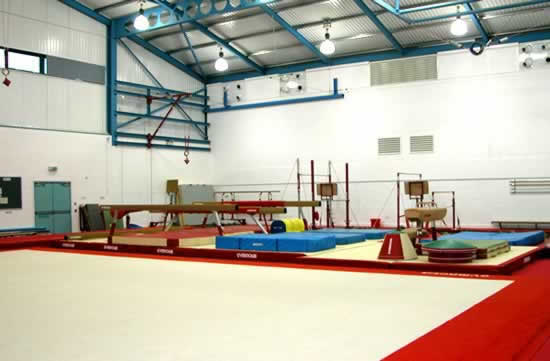 Ladywell Gymnastics Club - View towards Beam, A Bars, Rings, P Bars and Pommel Area - all into Foam Pit